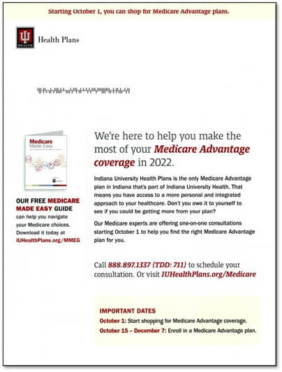 preheat direct mail marketing - IU health letter 