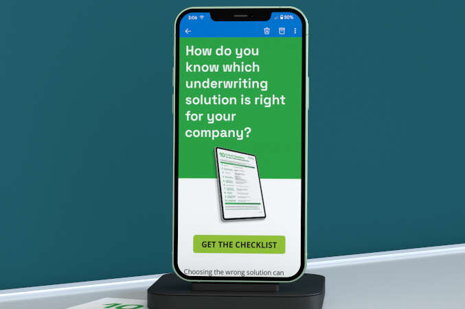 Phone on phone charger stand promoting downloadable checklist for lead gen campaign