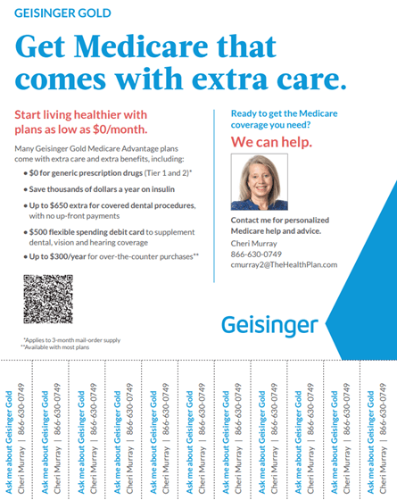 Screenshot of a Geisinger Gold Medicare direct mail piece using a QR code 