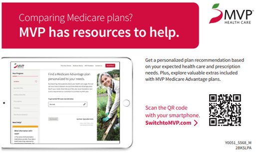 Screenshot of a MVP Health Care Medicare direct mail piece using a QR code 