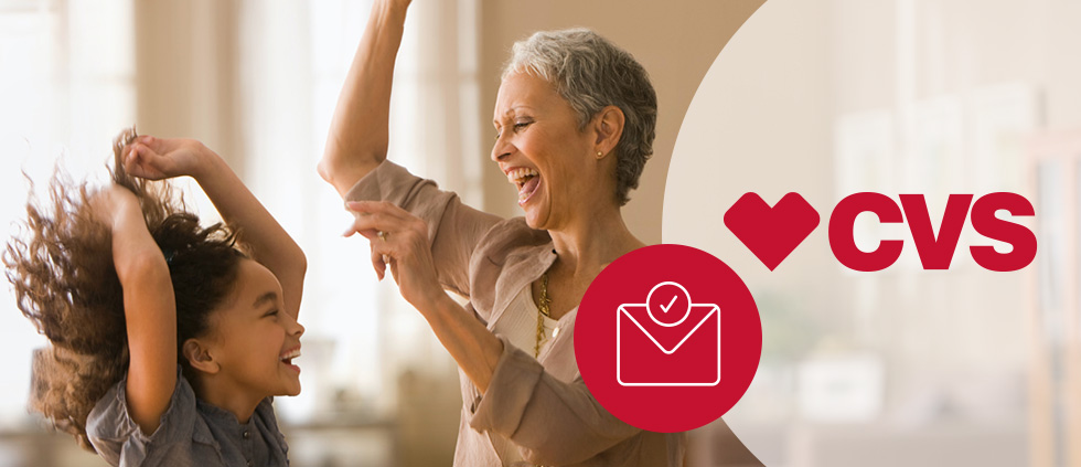 Blog image shows an older women and a younger girl dancing and the CVS logo