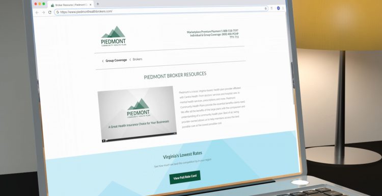 Top of Piedmont's Broker Resources page displayed on a laptop