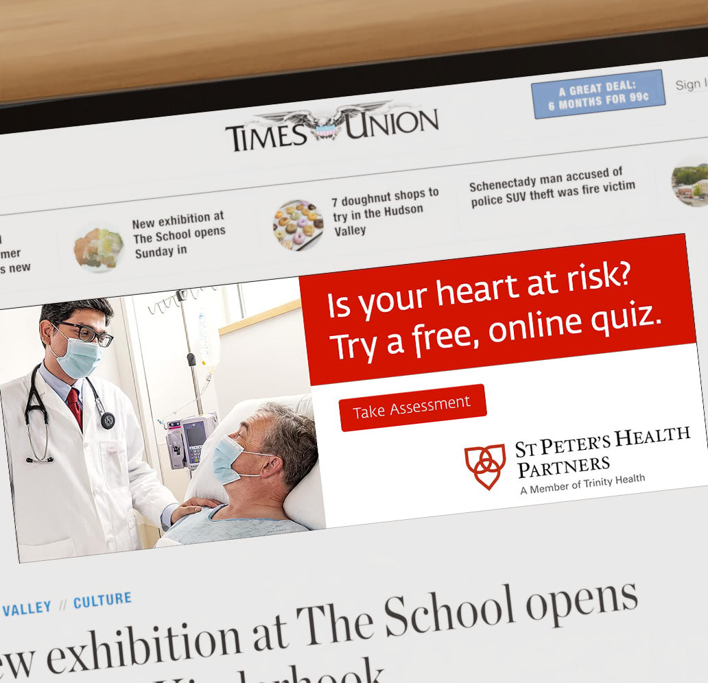 Banner ad on tablet promoting connected care across health systems