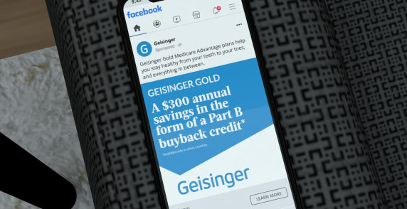 Geisinger facebook ad on iPhone for diverse Medicare Advantage Audiences