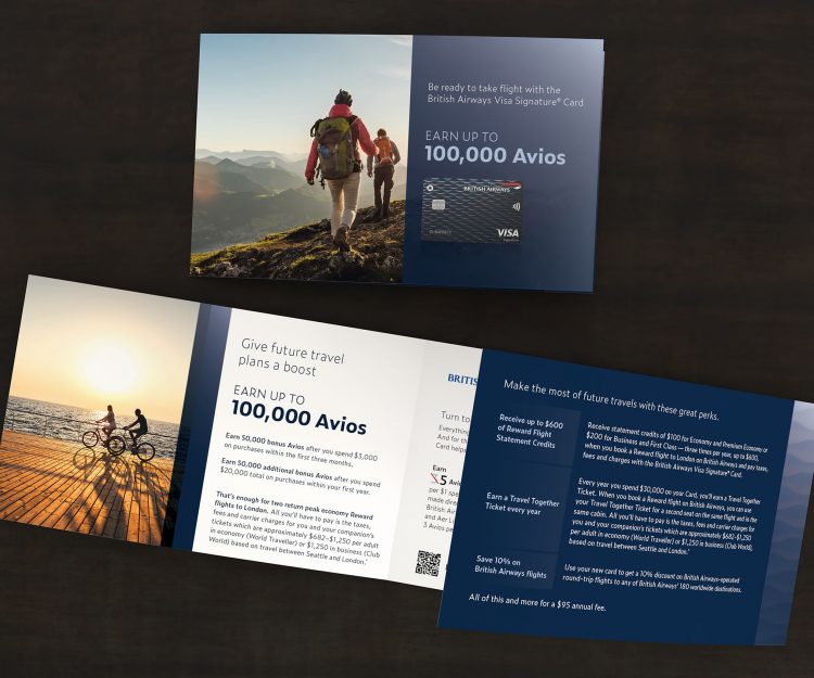 upscale direct self mail print piece for affluent customers on table