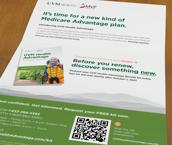 Inside of a UVM self mailer promoting new Medicare Advantage plan