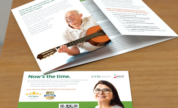 UVM buckslip and partially opened UVM Medicare Advantage guide