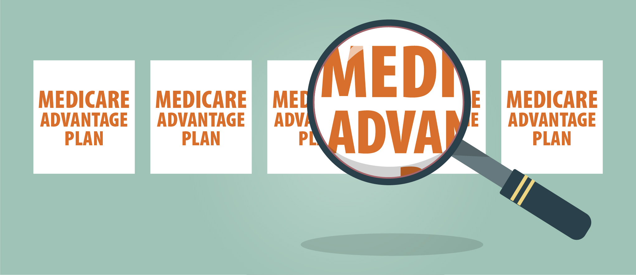 An illustrative depictions of Center for Medicare Services and Medicare Advantage plans.