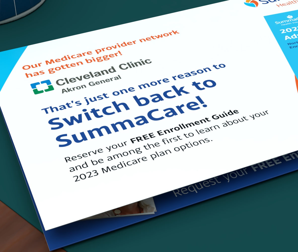 Close up of the outside panel of a SummaCare AEP direct mailer