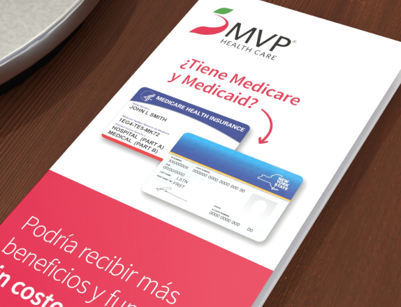 Front cover of a MVP medicare brochure translated to Spanish - from campaign showing D-SNP benefits for Medicare & Medicaid eligibles