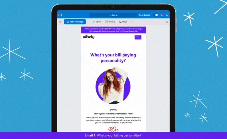 Email 1: What’s your billing personality? The first email of the series used animations to focus in on bill paying – prompting the audience to interact and discover their bill paying personality.