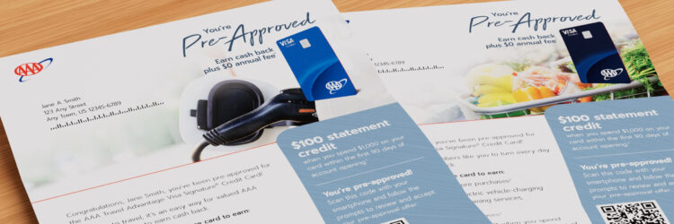 Two AAA letters with Pre-Approved messaging for both AAA Visa credit cards