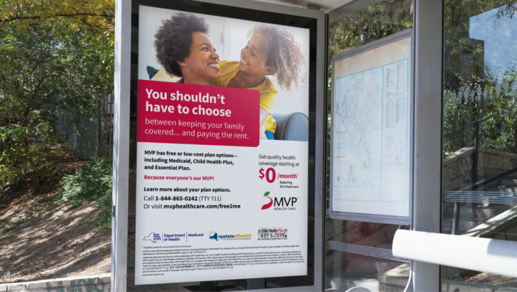 MVP bus shelter poster with a mom and daughter, headline is, 