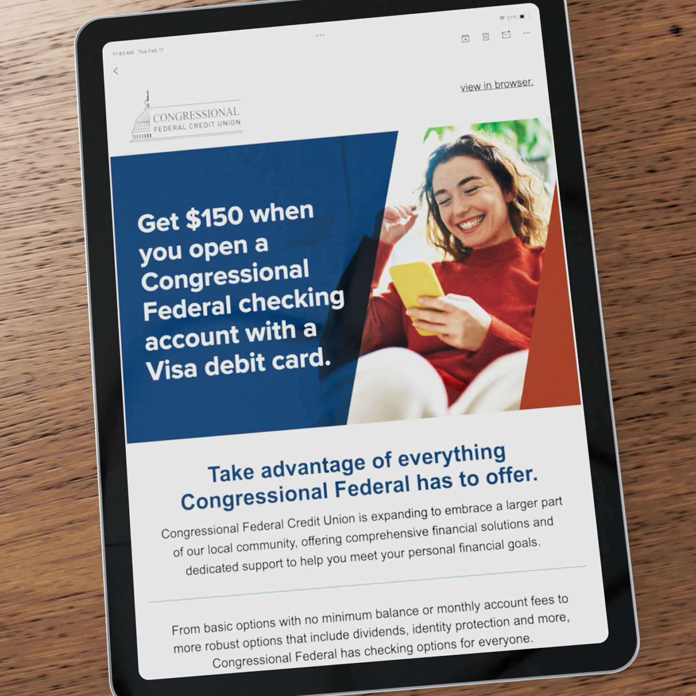 Email on tablet