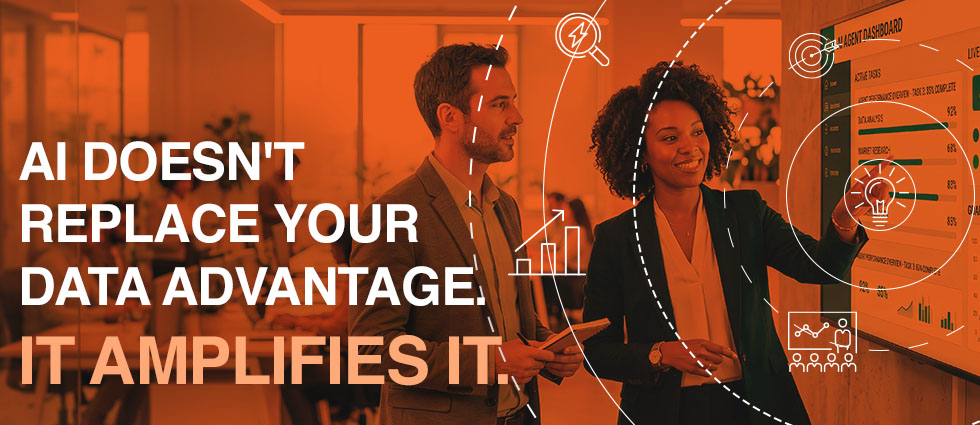 An image with two business people at a board with the text 